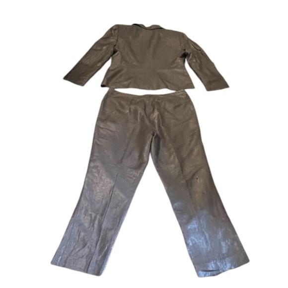 Tahari suit Blazer Silver/Metallic/Grey Set Single Breasted 3 Buttons 14P - Picture 6 of 13